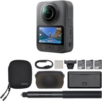 Комплект DJI Osmo 360 Adventure Combo: 360-градусная камера с 1-дюймовым экраном, увеличенное время автономной работы благодаря трем батареям, видео 8K 360°, видео 4K/120fps и ускоренное видео 170°, версия для ОАЭ с официальной гарантией 1000030050