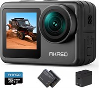 Экшн-камера AKASO Brave 7 LE 4K30FPS 20MP с картой памяти Micro SD 64 ГБ, возможностью подводной съемки на глубину до 40 м, Wi-Fi, сенсорным экраном, EIS, зумом 2.0, дистанционным управлением и возможностью ведения видеоблога, а также двумя аккумуляторами 1000030067