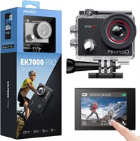Экшн-камера AKASO EK7000 Pro 4K с сенсорным экраном и электронной стабилизацией изображения (EIS), водонепроницаемая (до 40 метров), с дистанционным управлением и комплектом аксессуаров для шлема 1000030070