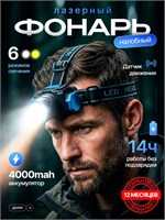 Фонарик для туризма с аккумулятором можно носить на лбу 1000030595