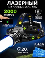Фонарик для головы с аккумулятором, светодиодами и зарядным устройством LED 1000030604