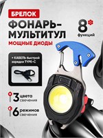 Фонарик в виде брелка, тактический фонарик, цвет - голубой 1000030628