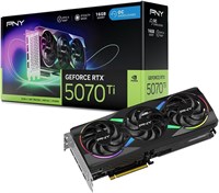 Графический ускоритель PNY GeForce RTX™ 5070Ti с 16 гигабайтами памяти и поддержкой технологии DLSS 4, оснащенный тремя вентиляторами с подсветкой ARGB 1000030646