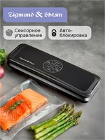 В черном цвете представлен упаковщик вакуумный мощностью 170 Вт с сенсорным управлением Zigmund &amp; Shtain VS-511, оснащенный резаком и предназначенный для использования с пакетами 1000031550