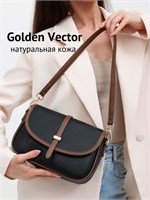 Женская сумка через плечо, выполненная из натуральной кожи, имеет черно-коричневый цвет и является кросс-боди 1000042444