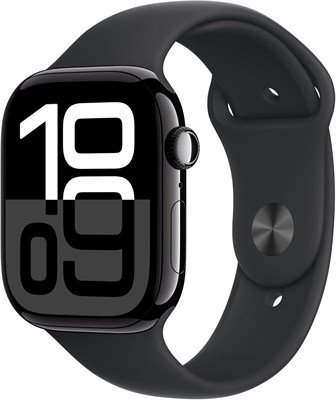 Умные часы Apple Watch Series 10 с GPS и сотовой связью, 46 мм, в алюминиевом корпусе цвета угольно-черного цвета и черном спортивном ремешке — M/L. Фитнес-трекер, приложение ЭКГ, всегда включенный дисплей Retina, водонепроницаемость 1000152 - фото 494315
