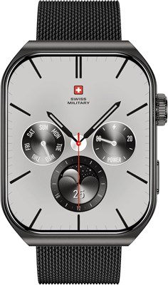 Умные часы Swiss Military Alps3, изогнутый дисплей 1,96 дюйма AMOLED, вызовы по Bluetooth, многоязычность, отслеживание фитнеса, беспроводная зарядка, срок службы батареи на 7 дней, совместимость с iOS/Android, металлический каркас и ремешок из оружейного 1000161 - фото 494360