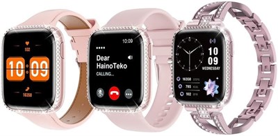 HainoTeko Умные часы HainoTeko-8 с водонепроницаемым AMOLED-дисплеем, голосовыми помощниками с искусственным интеллектом, интеллектуальной интеграцией и тремя сменными ремешками, предназначенными для женщин, розовый цвет 1000163 - фото 494370