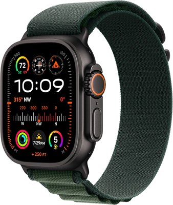 Умные часы Apple Watch Ultra 2 GPS + Cellular, 49 мм, спортивные часы с черным прочным титановым корпусом и темно-зеленым альпийским ремешком — S. Фитнес-трекер, сверхдлительное время автономной работы, нейтральный уровень выбросов углекислого газа 1000176 - фото 494431