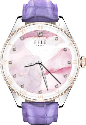 Женские умные часы Elle Soleil 1,19 дюйма AMOLED, вызовы по Bluetooth, многоязычный интерфейс, беспроводная зарядка, отслеживание фитнеса, IP68, совместимость с iOS/Android, серебряная рамка и фиолетовая кожаная лента + 2 ремешка премиум-класса 1000183 - фото 494462