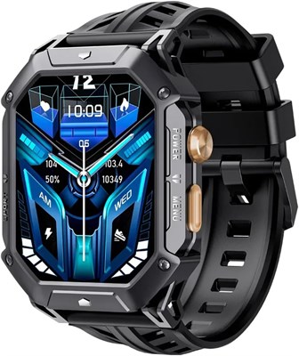CUBOT X1 Военные умные часы для мужчин 2,13-дюймовый сенсорный AMOLED-экран 100+ спортивный режим Bluetooth-вызов, водонепроницаемые фитнес-часы, датчик кислорода в крови, монитор сердечного ритма и сна, совместимый с iPhone и Android 1000193 - фото 494512