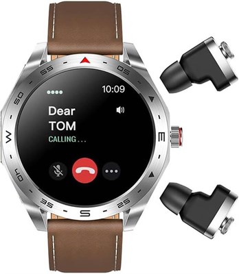 Haino Teko Germany ST5 Watch Buds круглой формы с AMOLED-дисплеем, умные часы, Bluetooth-наушники для мужчин (серебристый) 1000226 - фото 494672