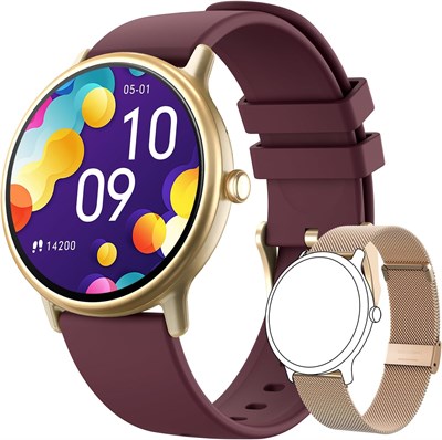 Умные часы ZONEY для женщин и мужчин с вызовом по Bluetooth, 1,43-дюймовый AMOLED HD-экран, IP68, фитнес-трекер, часы с монитором артериального давления, сердечного ритма, кислорода в крови и сна, более 100 спортивных режимов (винно-фиолетовый) 1000247 - фото 494773