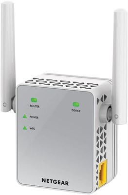 Netgear 11Ac, 750 Мбит/с (300 Мбит/с + 450 Мбит/с), двухдиапазонный гигабитный расширитель диапазона Wi-Fi с внешними антеннами (усилитель Wi-Fi) (Ex3700-100UKs), белый 1003040 - фото 496999
