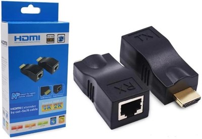 Удлинитель HDMI 98 футов/30 метров по локальной сети, один CAT5e/CAT6A/CAT7, сетевой адаптер HDMI-RJ45, несжатый сигнал RJ45-HDMI 1080P@60 Гц, прямой удлинитель 1 к 1, сетевая локальная сеть, сетевое расширение 1003066 - фото 497118