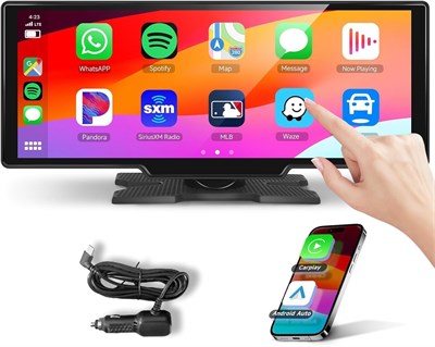 Podofo 10.26 Портативная беспроводная автомобильная стереосистема Apple Carplay с сенсорным экраном, портативный автомобильный экран, совместимый с Bluetooth Hands-Free/GPS-навигацией/помощником Siri/голосовым управлением, подходит для всех транспортных с 3571832016 - фото 500722