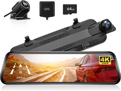 WOLFBOX G930 4K 10-дюймовая зеркальная камера заднего вида, видеорегистратор спереди и сзади для автомобиля с картой 32 ГБ, сенсорный экран, интеллектуальное зеркало заднего вида, резервная камера, парковочный монитор, ассистент движения задним ходом, GPS 3212916789 - фото 500831