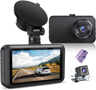 Передняя и задняя видеорегистраторы с картой FHD 1080P, 3-дюймовый IPS-экран, двойная камера, видеорегистраторы, видеорегистратор, видеорегистратор для вождения автомобиля, широкоугольная HDR-камера с углом обзора 170°, приборная панель, ночное видение, р 1253025635 - фото 501176