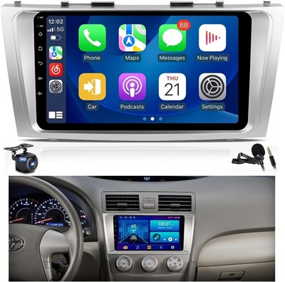 Автомобильный стереоэкран Android для Toyota Camry 2007-2011 гг., 9-дюймовое головное устройство, автомобильная стереосистема с сенсорным экраном HD, беспроводной CarPlay, Android Auto, GPS, Wi-Fi, камера, быстрый интерфейс Bluetooth (8 + 128 ГБ Carplay) 4132879878 - фото 501197