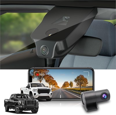 Двойная видеорегистратор Fitcamx 4K для GMC Sierra 1500 2500HD 3500HD 2020–2024 годов выпуска с автоматическим затемнением (HD2-4925), OEM-образом, передним видео 2160P + задним 1080P, циклической записью, Wi-Fi и приложением, G-сенсором, простотой в испо 1605145798 - фото 501307