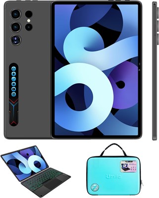 Планшет Smart Tablet S24 Ultra с клавиатурой/чехолом и сумкой EWB, HD-дисплеем 10,1 дюйма, 12 ГБ ОЗУ и 512 ГБ ПЗУ, двойной камерой, сетью SIM 5G, Android, WiFi, GPS, тонкий вкладыш (серый) 1000000036 - фото 501677