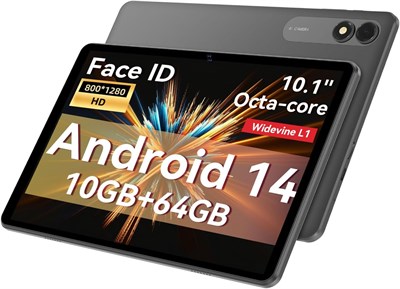 Планшет Android 14, 10 дюймов, 10 ГБ+64 ГБ, два стереодинамика, 1 ТБ, с возможностью расширения, восьмиядерный процессор, 2,0 ГГц, мощный процессор, 6000 мАч, большой аккумулятор (черный) 1000000110 - фото 502008
