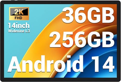 Планшет 14 дюймов, Android 14, 5G Wi-Fi, 8 ядер, 36 ГБ ОЗУ + 256 ГБ ПЗУ (1 ТБ TF), 11 580 мАч, Widevide L3, 2000 x 1200HD, GPS, GMS, BT 5.0, серый 1000000120 - фото 502053