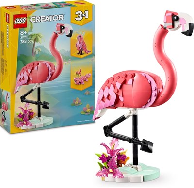 LEGO Creator 3in1 Дикие животные: игрушка «Розовый фламинго» — трансформируется в фигурку попугая какаду или аксолотля — набор для творческого конструирования для детей от 8 лет, мальчиков и девочек — подарок на день рождения — 31170 1000000205 - фото 502549