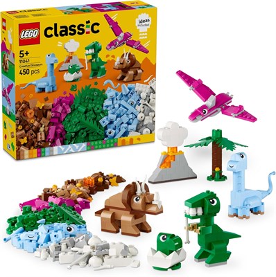 Набор LEGO Classic Creative Dinosaurs, строительные игрушки для детей, различные кубики для творческой игры, включает фигурки динозавров T. Rex и Triceratops, подарок на день рождения для мальчиков и девочек от 5 лет 11041 1000000280 - фото 502714