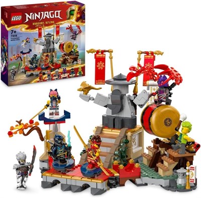 Набор LEGO NINJAGO Tournament Battle Arena, игрушки для мальчиков и девочек от 7 лет, приключения ниндзя, с 6 минифигурками, включая персонажей Джея и Кая, подарок на день рождения для детей из серии Dragons Rising 71818 1000000375 - фото 502952