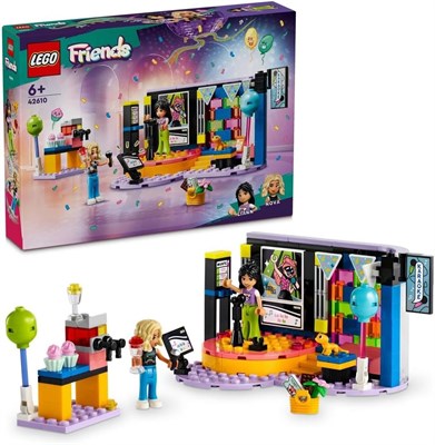 Музыкальный набор для караоке-вечеринки LEGO Friends, музыкальная игрушка для девочек, мальчиков и детей от 6 лет, которые любят петь, ролевые игры с мини-куколками Новой и Лианн, а также микрофоны, идея для подарка 42610 1000000473 - фото 503071