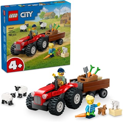 LEGO City Красный фермерский трактор с прицепом и игрушечным набором «Овцы» — игровой набор с фигурками животных — игрушки Монтессори для мальчиков и девочек от 4 лет — подарки для раннего развития — 60461 1000000594 - фото 503076