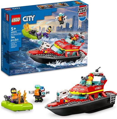 Спасательная лодка LEGO City Fire Rescue Boat 60373, игрушка плавает на воде, с реактивным ранцем, лодкой и 3 минифигурками, игрушки-герои на каждый день для детей, мальчиков и девочек от 5 лет 1000000493 - фото 503116