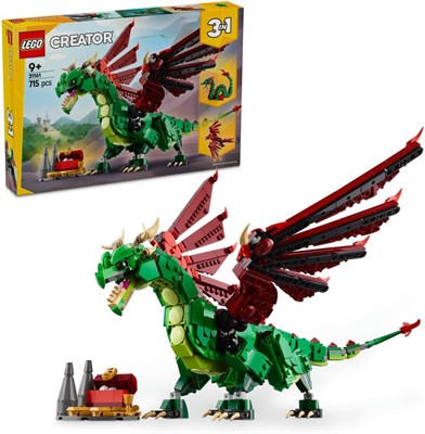 LEGO Creator 3in1 Игрушка «Средневековый дракон» — трансформируется в фигурку морского змея или феникса — набор для строительства «Мифические существа» для детей, мальчиков и девочек от 9 лет — идея подарка на день рождения — 31161 1000000349 - фото 503258