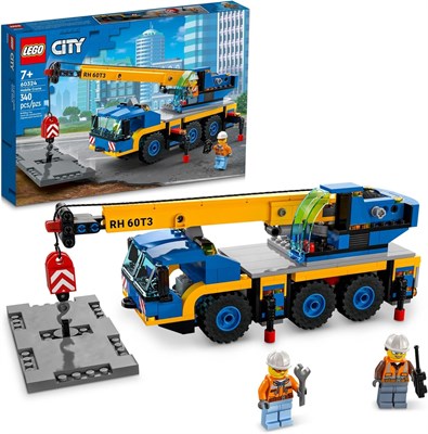 LEGO City Great Vehicles Игрушечный конструктор «Автокран» 60324 — модель строительной машины, включающая 2 минифигурки с набором игрушек и дорожной плитой, игровой набор для мальчиков и девочек в возрасте от 7 лет 1000000939 - фото 503305
