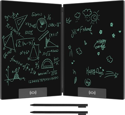 Azonee LCD Writing Tablet, складной цифровой блокнот с двумя экранами для взрослых, 14,3-дюймовый стираемый планшет с переключателем Холла, электронные блокноты для рисования для детей, для черчения, для оставления сообщений, черный 1000001145 - фото 504396