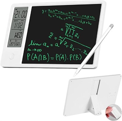 Azonee Desktop LCD Writing Tablet, , Блокнот для рисования с цифровым будильником и календарем, Электронная доска объявлений с функцией заметок температуры и влажности для детей, спальни, офиса, школы 1000001231 - фото 504778