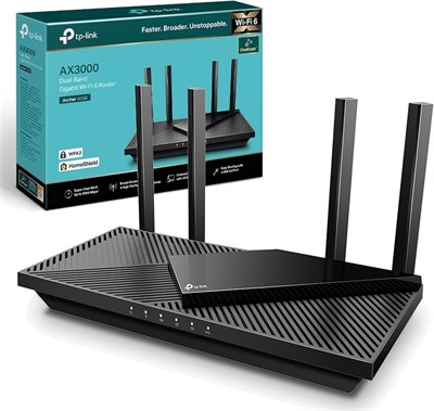TP-Link Next-Gen Wi-Fi 6 AX3000 Мбит/с двухдиапазонный гигабитный беспроводной маршрутизатор, поддержка OneMesh™, 1 порт USB 3.0, идеально подходит для игр Xbox/PS4/Steam и 8K, совместим с Alexa (Archer AX55) 1000001310 - фото 505003