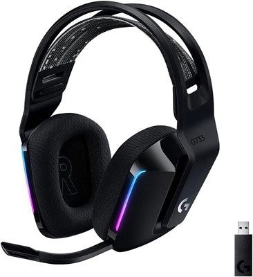Logitech G Беспроводная игровая гарнитура Logitech G733 LIGHTSPEED с подвесным оголовьем, подсветкой LIGHTSYNC RGB, микрофонной технологией Blue VO!CE и аудиодрайверами PRO-G — черная 1000001520 - фото 505938