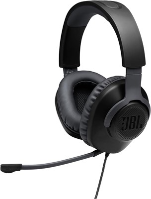 Проводная игровая гарнитура JBL Quantum 100 с накладными наушниками и съемным микрофоном Voice-Focus, фирменная подпись QuantumSOUND, легкое оголовье, амбушюры из пены с эффектом памяти, совместимость с ПК и игровой консолью - черный цвет 1000001527 - фото 505969