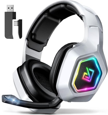 Беспроводная игровая гарнитура Garlo с объемным звуком 7.1 и сроком службы более 60 часов, 2,4 ГГц/проводные/Bluetooth игровые наушники с USB и Type-C, полноразмерные наушники RGB для ПК, PS4, PS5, Switch, ноутбука, мобильного телефона, Mac 1000001582 - фото 506217
