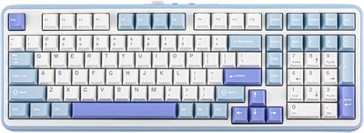 EPOMAKER TH99 Трехрежимная беспроводная механическая клавиатура, настраиваемая клавиатура с возможностью горячей замены, игровая клавиатура с RGB-подсветкой и цифровым блоком, кремовая клавиатура Gasket для ПК/Mac/Офиса/Игр (синяя и белая) 1000001816 - фото 507274