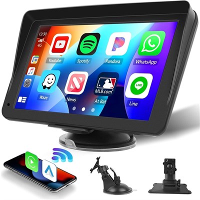 BIGTHREE Беспроводной Apple Carplay Android Auto для автомобильной стереосистемы, 7-дюймовый сенсорный экран, портативный автомобильный радиоприемник, MP5-плеер, Mirror Link, голосовое управление, FM-передатчик, AUX/Type-C 1000002448 - фото 510108