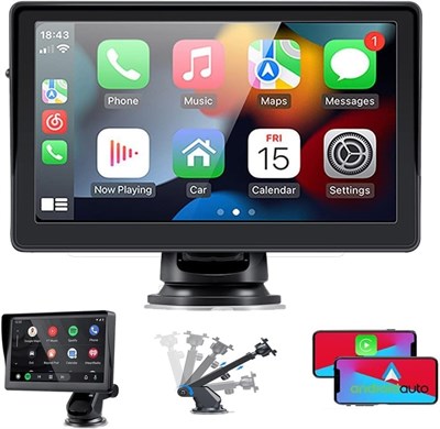 7-дюймовый беспроводной Apple CarPlay и портативный экран Android Auto — автомобильная стереосистема с сенсорным экраном 1080P с Bluetooth, голосовым управлением, картами навигации, AUX, TF-картой, Mirror Link — для автомобилей, внедорожников и грузовиков 1000002455 - фото 510143