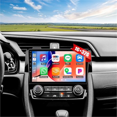 SIXWIN Android 13 автомобильная стереосистема для Honda Civic 2016 2017 2018 2019 2020 с беспроводной Apple CarPlay Android Auto 1G+32G 9-дюймовый сенсорный экран Bluetooth GPS навигация WiFi HiFi FM заводская резервная камера микрофон 1000002523 - фото 510469
