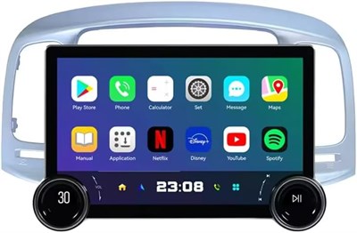 Fabrik® 11,5-дюймовый автомобильный 2K-экран стереосистема с двумя кнопками мультимедийный проигрыватель для HYUNDAI ACCENT 2006-2011 годов с системой Android, IPS AHD-планшеты, видео- и музыкальный проигрыватель, Bluetooth (4+64 ГБ 4G Apple Carplay + And 1000002645 - фото 511041