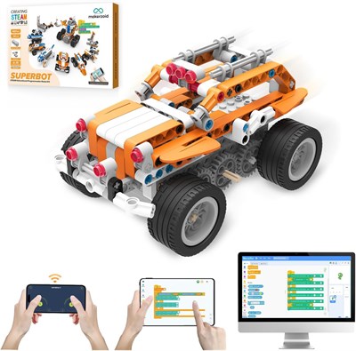 Набор для кодирования робота Makerzoid 26 в 1, обучающая игрушка STEM с поддержкой приложения Superbot, программируемый набор для робототехники, набор для самостоятельного строительства, игрушка-робот, подарок для мальчиков и девочек от 6 до 14 лет 1000002732 - фото 511486