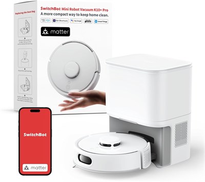Робот-пылесос SwitchBot K10+ Pro с функцией самоочистки в течение 90 дней, бесшумный, мини-робот-пылесос с высокой мощностью всасывания, функцией предотвращения спутывания волос, поддержкой Matter/Alexa/Siri, Wi-Fi 2,4 ГГц 1000002777 - фото 511705