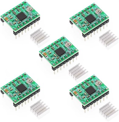 Madifei AE 5PCS A4988 шаговый двигатель привод с радиатором для станков с ЧПУ или робототехники (A4988 зеленый) 1000002812 - фото 511878