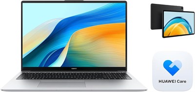 HUAWEI Matebook D16 + Подарок, 16-дюймовый дисплей Eye Comfort FullView, сверхтонкий, Intel Core i5-12450H, цифровая клавиатура, большая батарея 70 Вт·ч, 8 ГБ + 512 ГБ, Win 11 Home, 53013WXG, Mystic Sliver 1000002940 - фото 512479